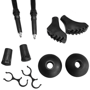 Nils Extreme trekking poles accessories including tips, rubber caps, and replacement parts for outdoor adventures.