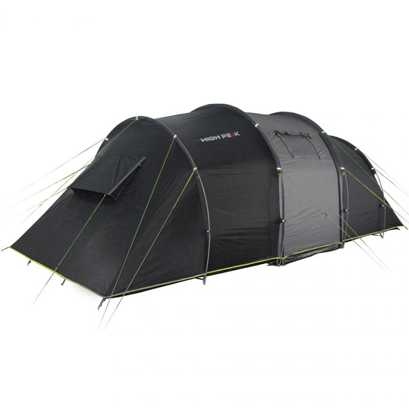 High Peak Tauris 6-Person Family Tent in dark gray, ideal for outdoor adventures and camping trips. Waterproof and spacious design.