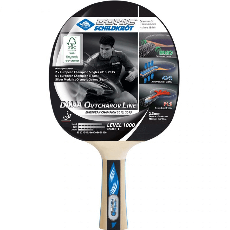 Donic Ovtcharov 1000 Table Tennis Bat showcasing professional design and features for outdoor sports adventure.