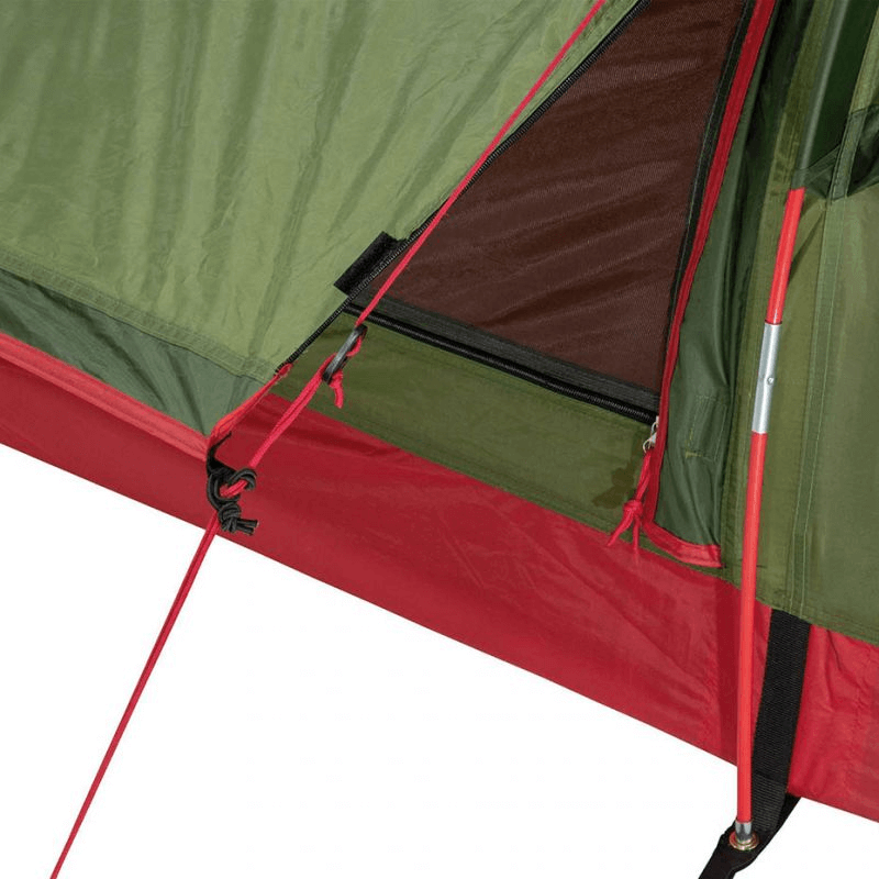 High Peak Siskin 2 Tent entrance showcasing durable fabric and lightweight design, ideal for outdoor adventures.