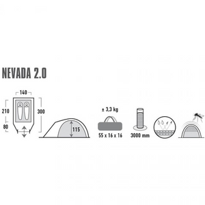 Tienda de campaña High Peak Nevada 2 10196: ligera, duradera y perfecta para aventuras de acampada