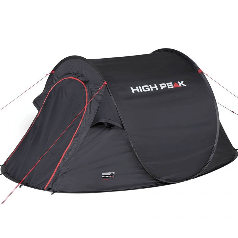 High Peak Vision 3 Tent in black, lightweight and waterproof, perfect for outdoor adventures and travel.