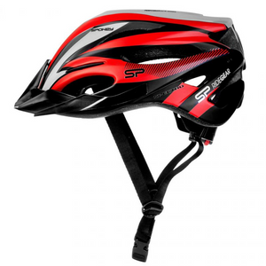 Spokey Spectro Casco de Bicicleta 58-61 cm - Rojo-Gris, Ligero y Ajustable con 21 ventilaciones