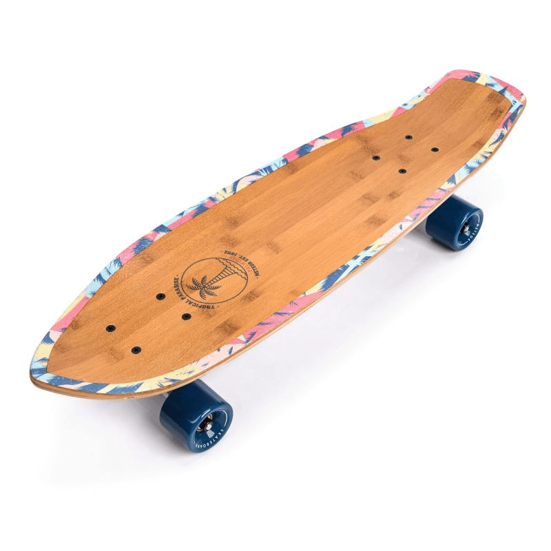 Meteor 22596 skateboard showcasing a durable bamboo and maple deck, perfect for outdoor adventures and travel.