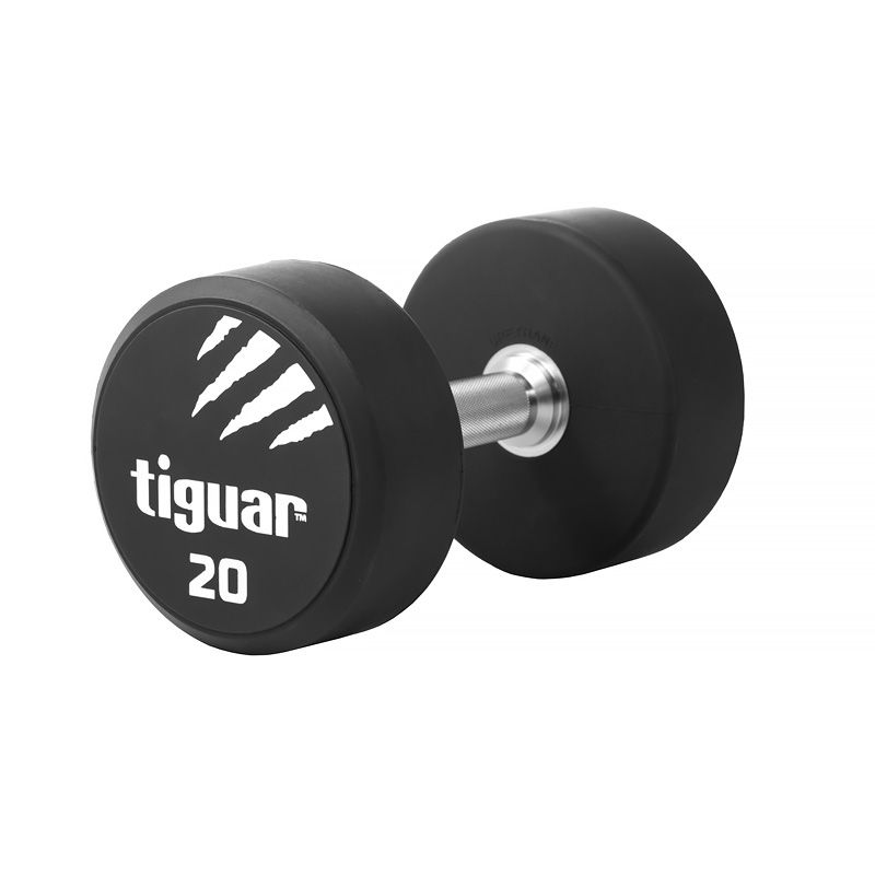 Tiguar PU Dumbbell 20 kg - High-Quality, Knurled Surface for Secure Grip | Durable Fitness Equipment