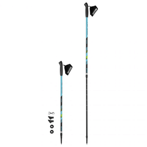 Spokey Meadow Nordic Walking Poles - Adjustable, Anti-Shock, Reflective, Aluminum - Blue/Black/Green