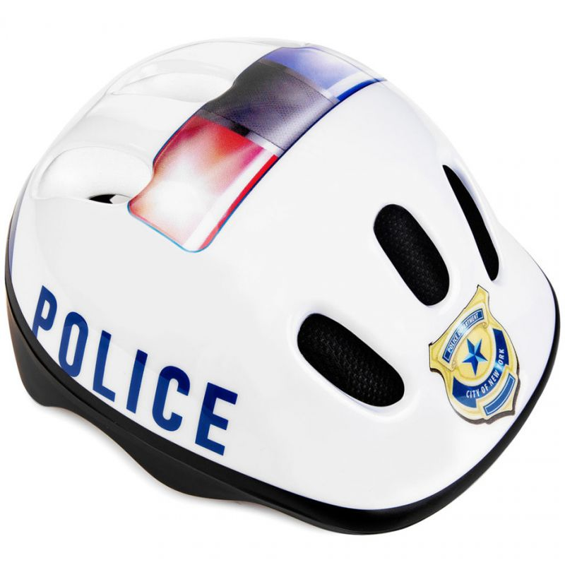 Spokey Police Jr 927857 Casco de bicicleta para niños: seguridad premium, ajuste ajustable y divertidos gráficos policiales