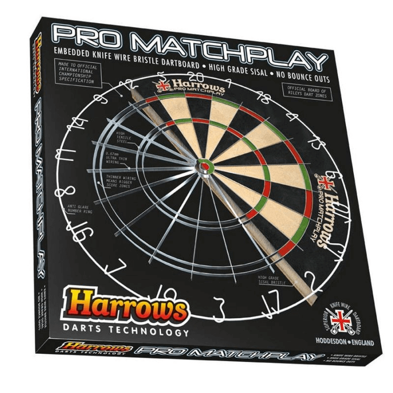 Harrows Pro Matchplay sisal dartboard featuring colorful target and durable design, perfect for outdoor sports and adventures.