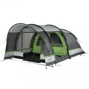 High Peak Brixen 5.0 family tent in gray and green, designed for outdoor adventure and spacious comfort for up to 5 people.