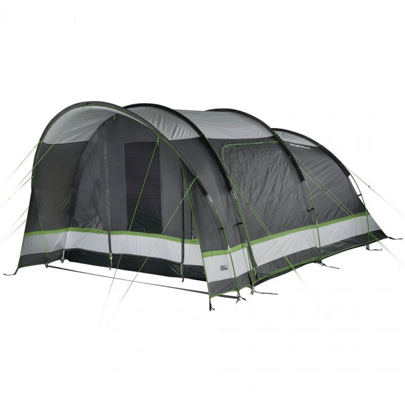 Spacious High Peak Brixen 5.0 family tent with two bedrooms, ideal for outdoor camping adventures.