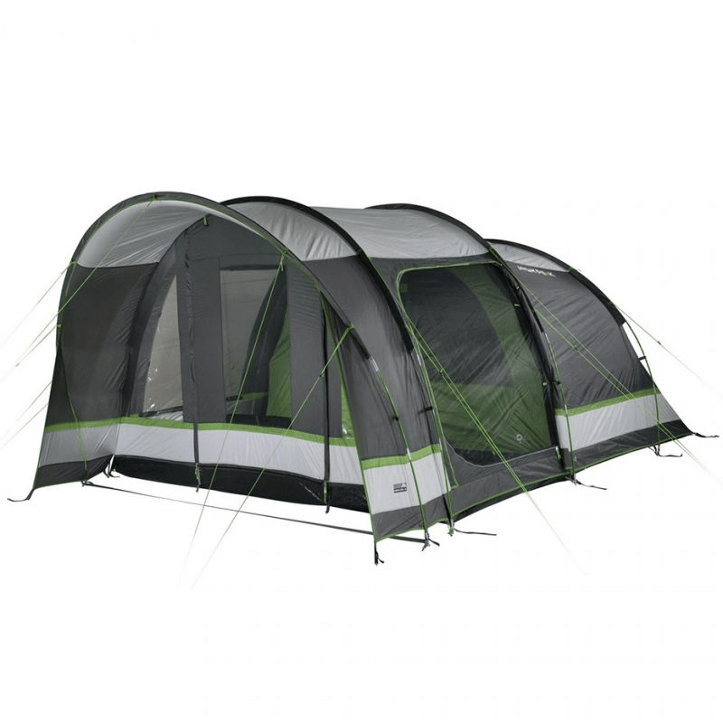 High Peak Brixen 5.0 Family Tent in grey and green, spacious design for outdoor adventure and camping trips.