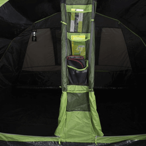 interior view of High Peak Brixen 5.0 tent showcasing storage pockets and hanging lantern hook for outdoor convenience.