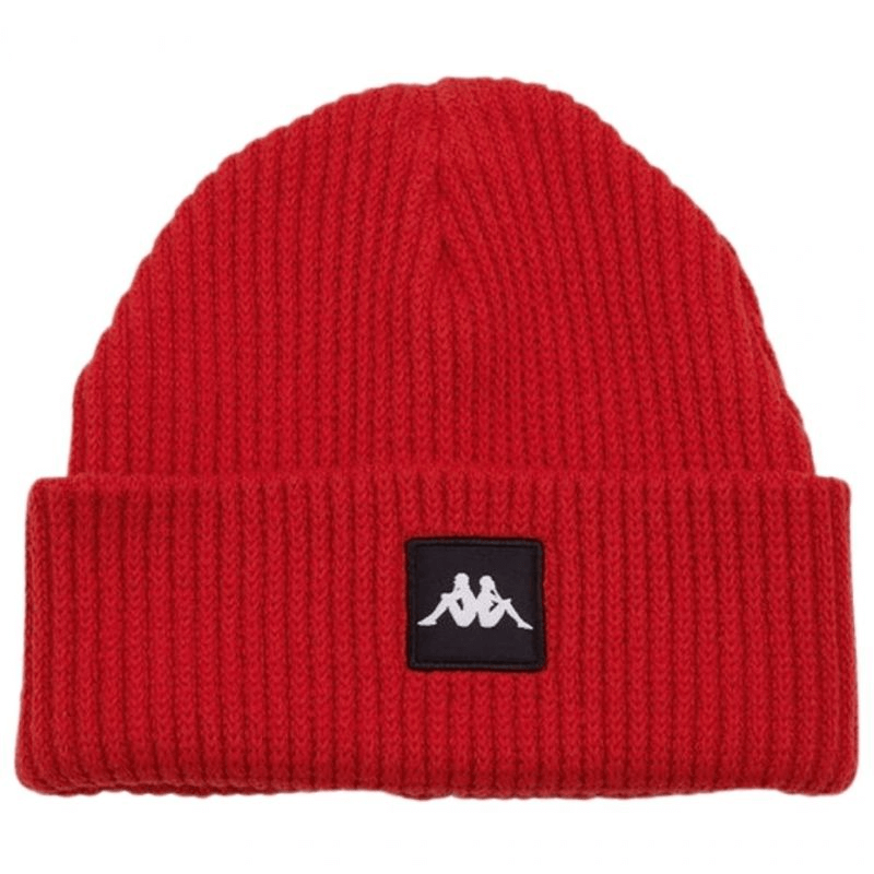 Kappa Hoppa winter hat in red, 100% cotton beanie, perfect for outdoor adventures and stylish warmth.