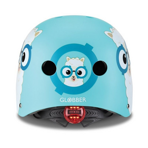 Globber Elite Lights Casco para niños - Carcasa de ABS duradera, Comodidad ajustable, Luces de seguridad LED (XS/S 48-53 cm, Azul)