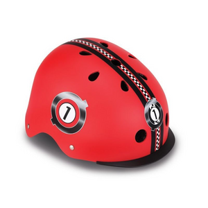 Globber Elite Lights Jr Kids Helmet - Adjustable, Safe & Stylish with LED Light, Red