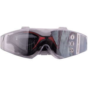 Crowell Flo Swimming Goggles - Black and Red, Adjustable Clasp, UV Filter