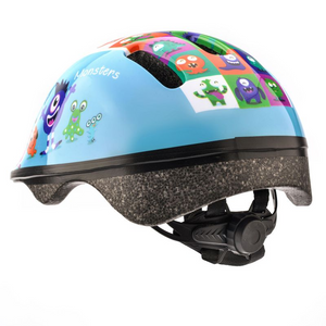 Casco de bicicleta Meteor KS06 Happy Monsters Jr para niños: ajustable, ligero y seguro