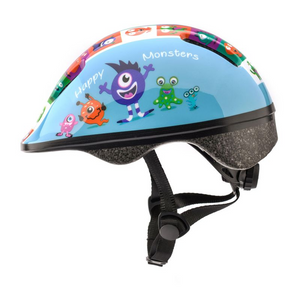 Casco de bicicleta Meteor KS06 Happy Monsters Jr para niños: ajustable, ligero y seguro