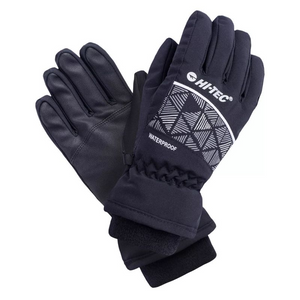 Hi-Tec Flam Jr Waterproof Gloves - Warm Micro-Fleece Lined, Elastic Wrist Bands, Reflective Elements - Black