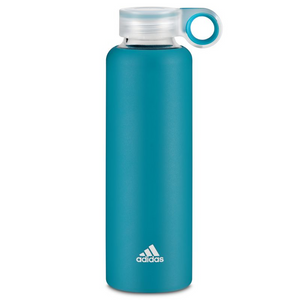 Botella de agua Adidas Active verde azulado - 410 ML | Vidrio y Silicona | Resistente al calor | Antideslizante | Aptas para el lavavajillas