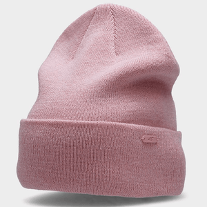 4F Unisex Winter Hat - Pink Fold-Up Hem Acrylic Cap with 4F Logo