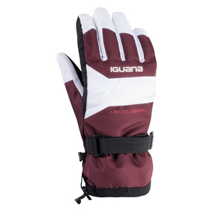 Guantes de esquí impermeables para mujer Iguana Alessia - Forro de micropolar, elementos reflectantes, rojo y blanco