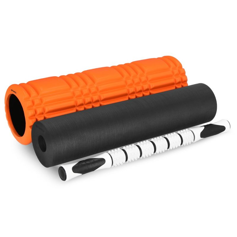 Spokey MIXROLL 929930 Orange Fitness Roller Set - 3 Rollers for Ultimate Strength and Massage