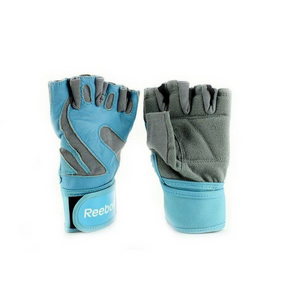 Reebok Fitness I300 Training Gloves - Blue | Durable Leather, Adjustable Velcro, Wrist Brace - Core Series