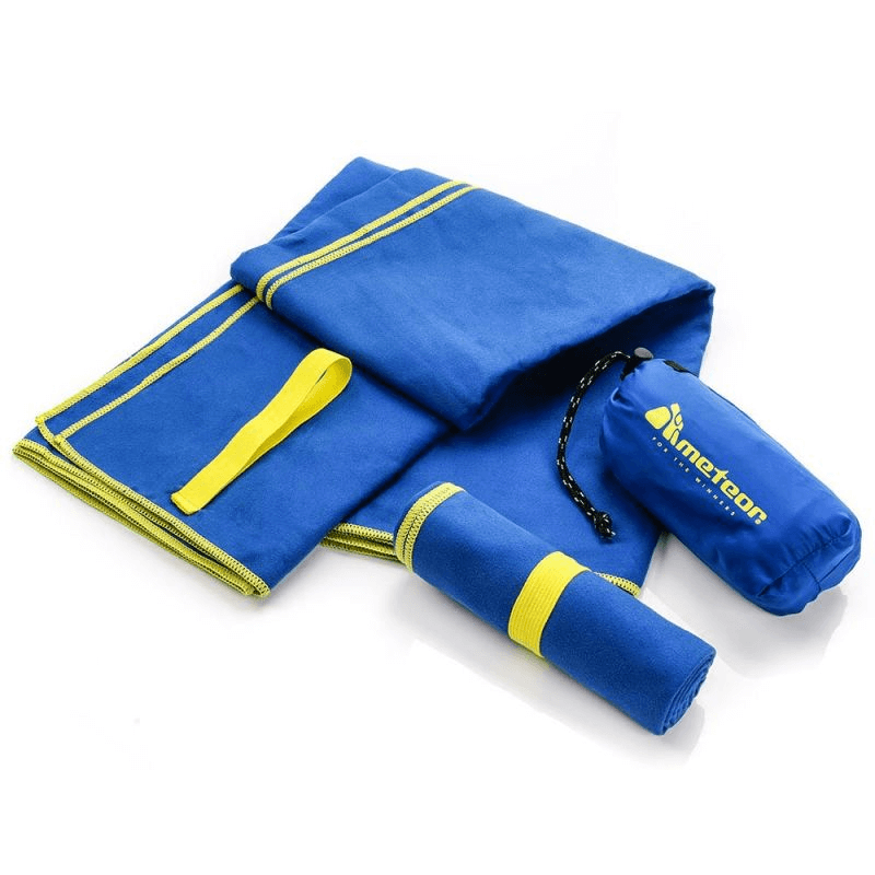 Meteor Navy Microfiber Towel set, lightweight and compact, perfect for outdoor adventures and travel activities.