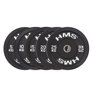 HMS Black Bumper Olympic Plate 15 kg BBR15 - Premium Quality Rubber-Coated Weight Plate for Strength Training