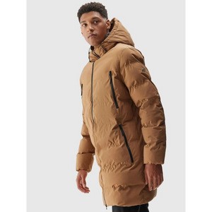 4F Men's Quilted Down Coat for Fall and Winter - Stylish & Warm Brown Jacket