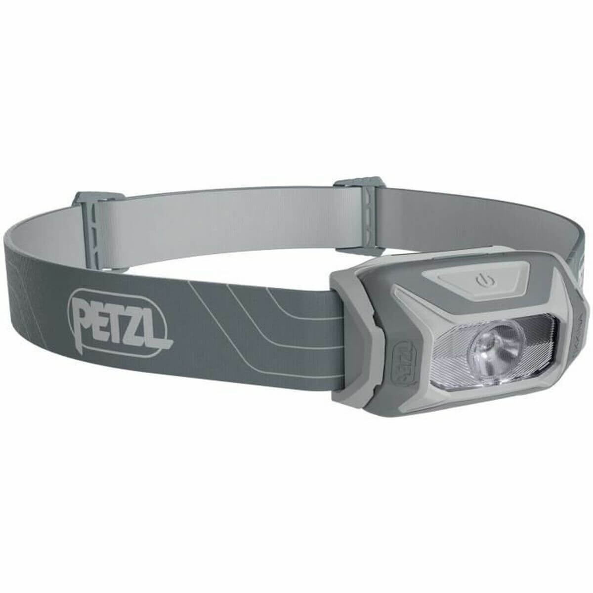 Petzl TIKKINA Grey LED head torch for outdoor adventures, perfect for camping and sports activities.