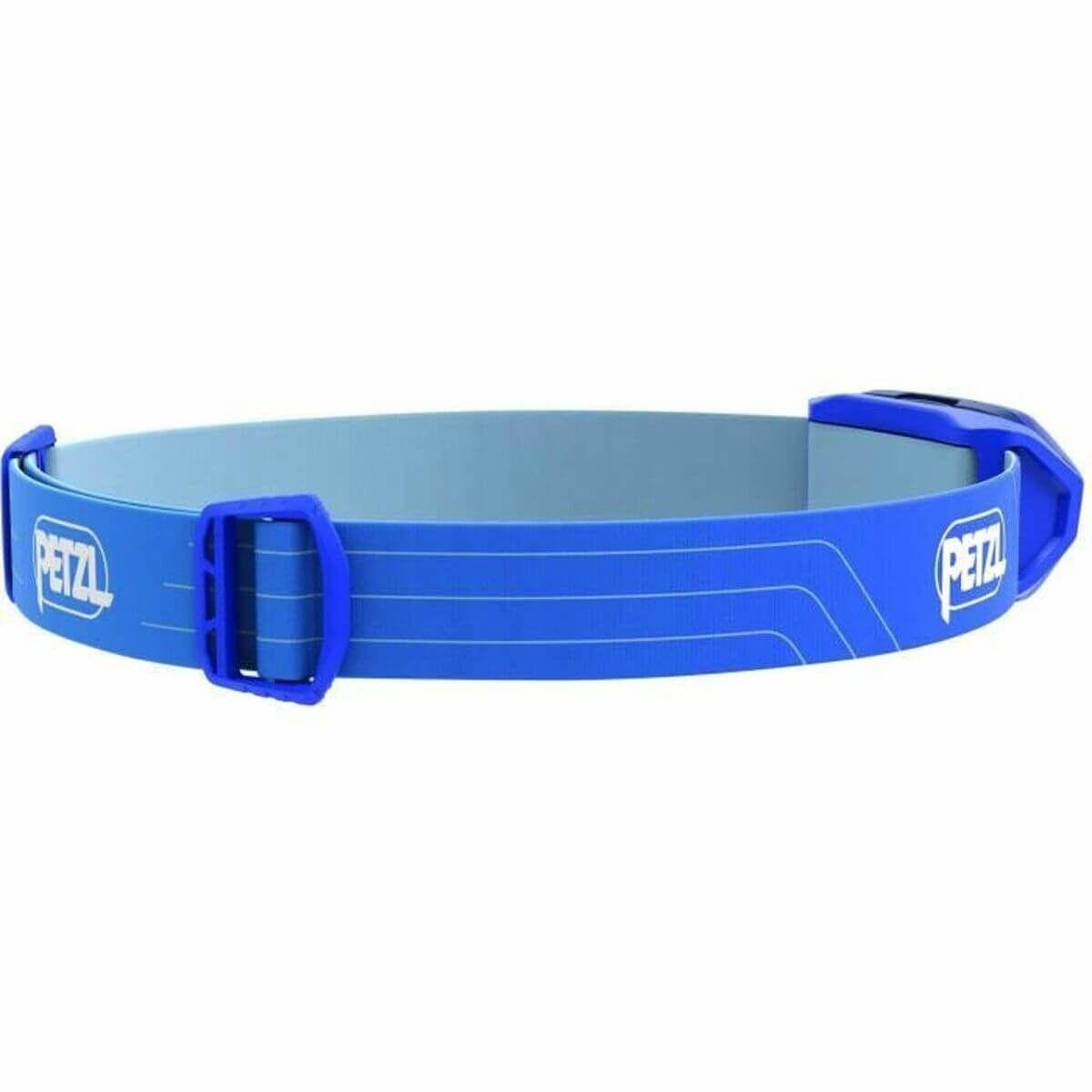 Petzl LED head torch in blue, 300 Lm, perfect for outdoor camping adventures.
