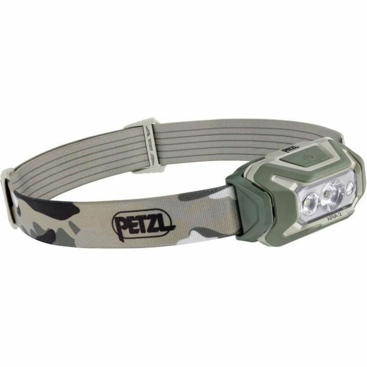 Petzl LED head torch for outdoor adventures, features water-resistant design and 450 lm brightness.