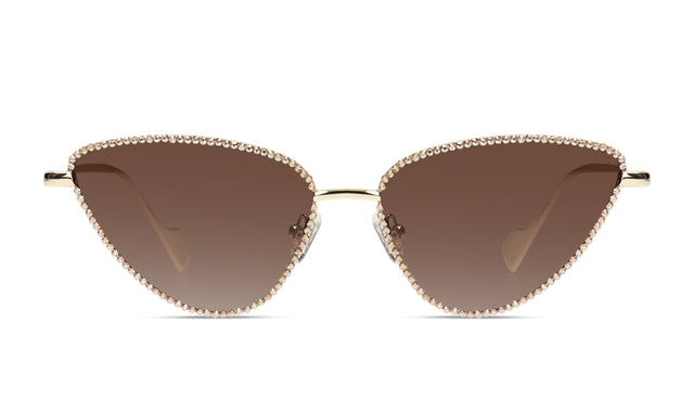 JIMMY CRYSTAL Women's Gold Metal Cat Eye Sunglasses GLT9088-C1-G.SHADOW - Stylish & Luxurious