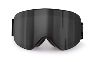 Black ski goggles with a sleek design and adjustable strap, perfect for outdoor adventure and sports activities.