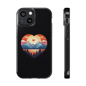 Funda para teléfono con diseño de amor en la montaña