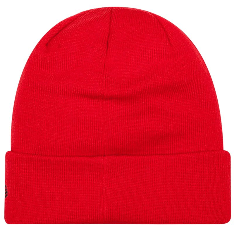 New Era Core Cuff Beanie in red, Manchester United FC hat for outdoor sports and winter adventures. Unisex design for travel.