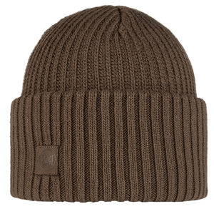 Buff Rutger Winter Hat Beanie in brown, featuring a ribbed design, perfect for outdoor adventures and keeping warm.