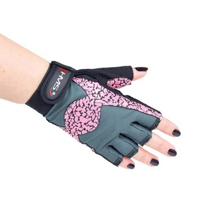 Guantes de gimnasio rosa/gris para mujer - HMS RST03 | Transpirable, protector, cómodo: ideal para entrenamiento físico y de fuerza