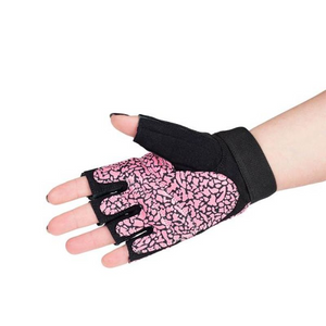 Guantes de gimnasio rosa/gris para mujer - HMS RST03 | Transpirable, protector, cómodo: ideal para entrenamiento físico y de fuerza