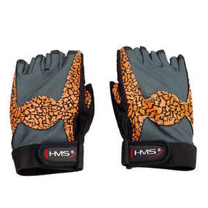 High-Performance Gym Gloves for Women - Orange/Gray | HMS RST03 - Sizes S, M, L - Breathable, Durable & Versatile