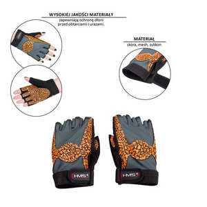 High-Performance Gym Gloves for Women - Orange/Gray | HMS RST03 - Sizes S, M, L - Breathable, Durable & Versatile