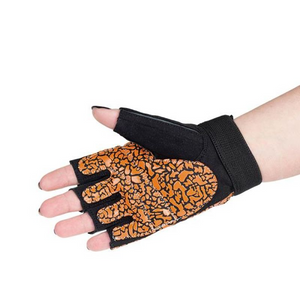 Premium Women's Gym Gloves - Orange/Gray | HMS RST03 - Comfortable, Breathable, and Durable