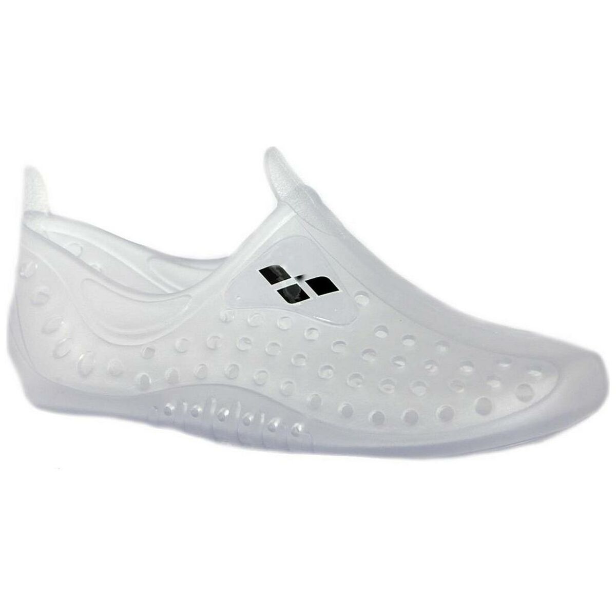 White slip-on shoes with a perforated design, ideal for outdoor activities and water sports.