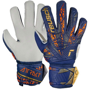 Reusch Attrakt Solid Jr Goalkeeper Gloves - Navy Blue | Junior Size | Superior Protection & Grip