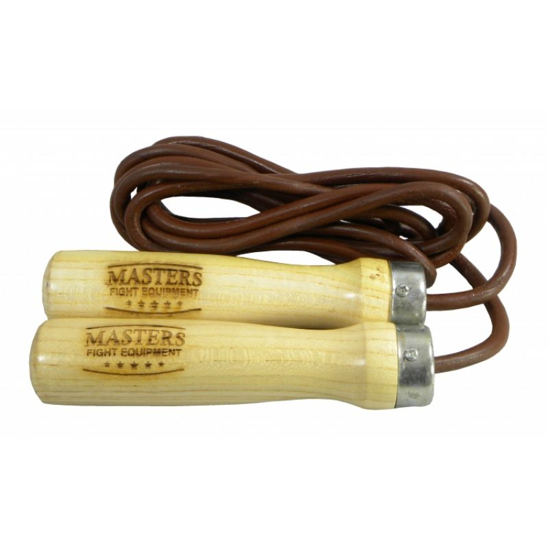 Masters Leather Skipping Rope - Premium Wooden Handles, Smooth Metal Bearings, 270cm Length