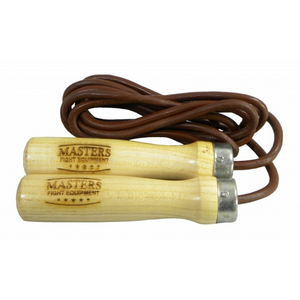 Masters Leather Skipping Rope - Premium Wooden Handles, Smooth Metal Bearings, 270cm Length - Revlando - Masters 