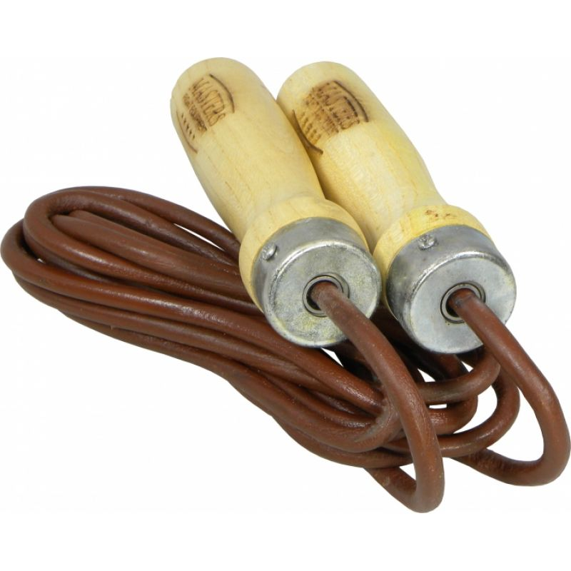 Masters Leather Skipping Rope - Premium Wooden Handles, Smooth Metal Bearings, 270cm Length - Revlando -  