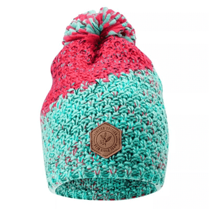 Bejo Zijo JRG Jr winter beanie cap for girls in blue and red, warm knit with pom-pom, perfect for outdoor adventures.